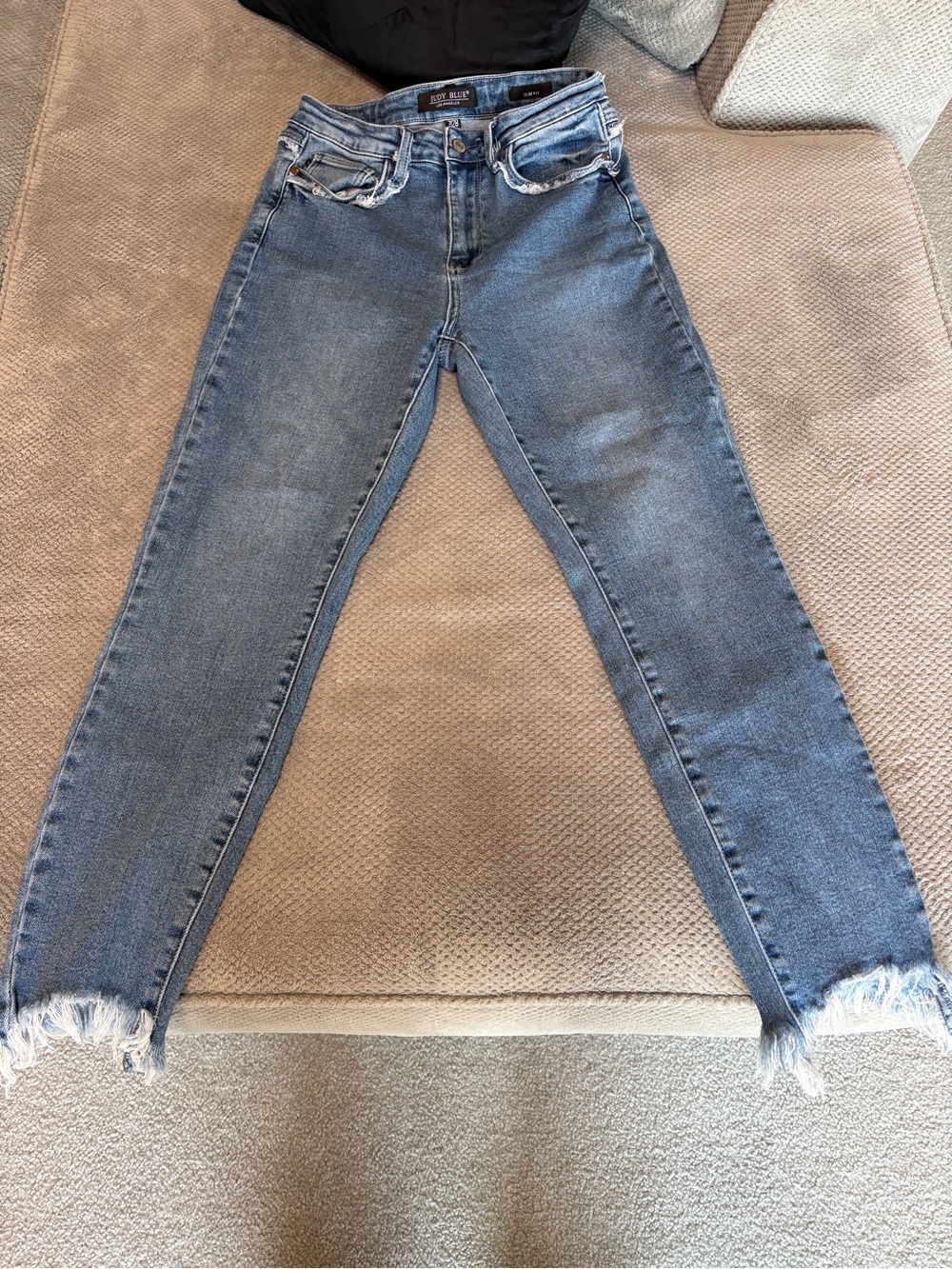 Judy Blue Light Blue High-Rise Skinny Jeans with Frayed Hem